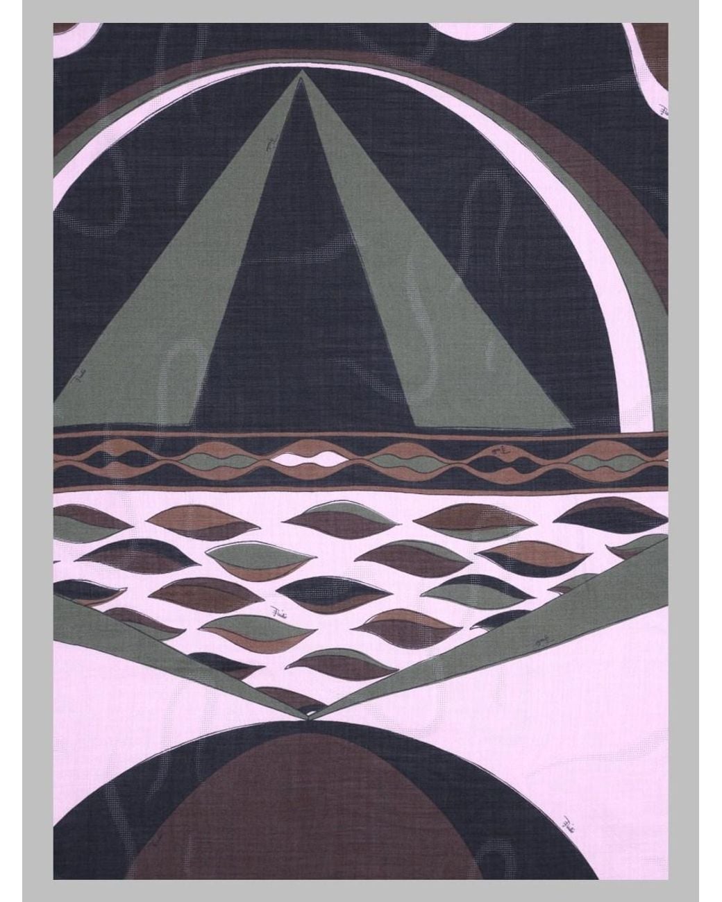 Emilio Pucci Gray Dune Print Pashmina Silk Scarfs