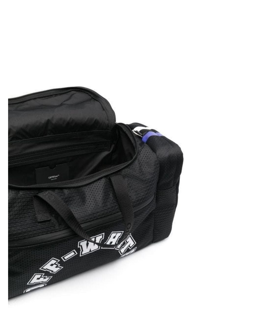 Off-White c/o Virgil Abloh Black Outdoor Weekender Baseball Logo Duffle Bag for men