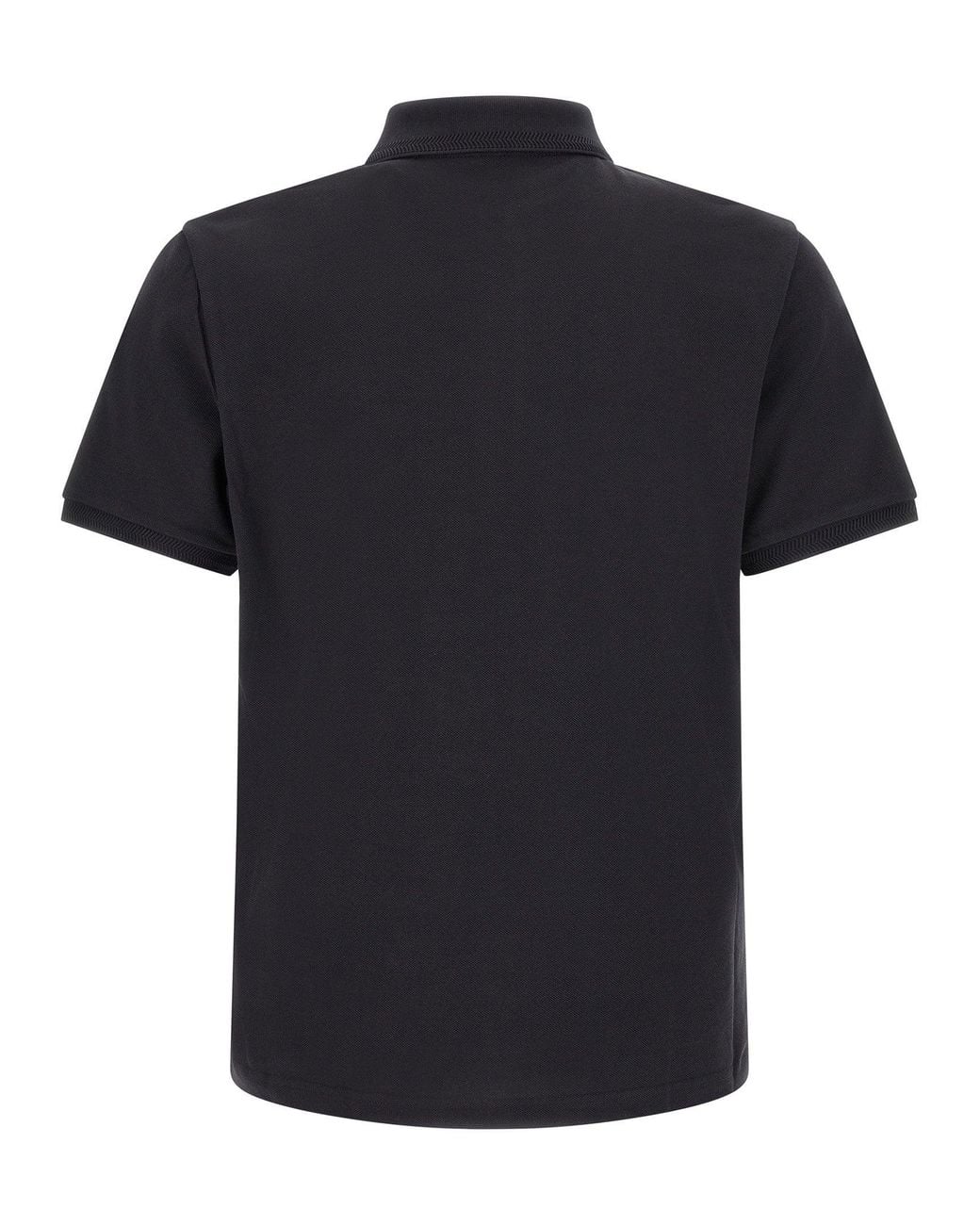 Moncler Black Logo-Patch Cotton Piquet Polo Shirt for men