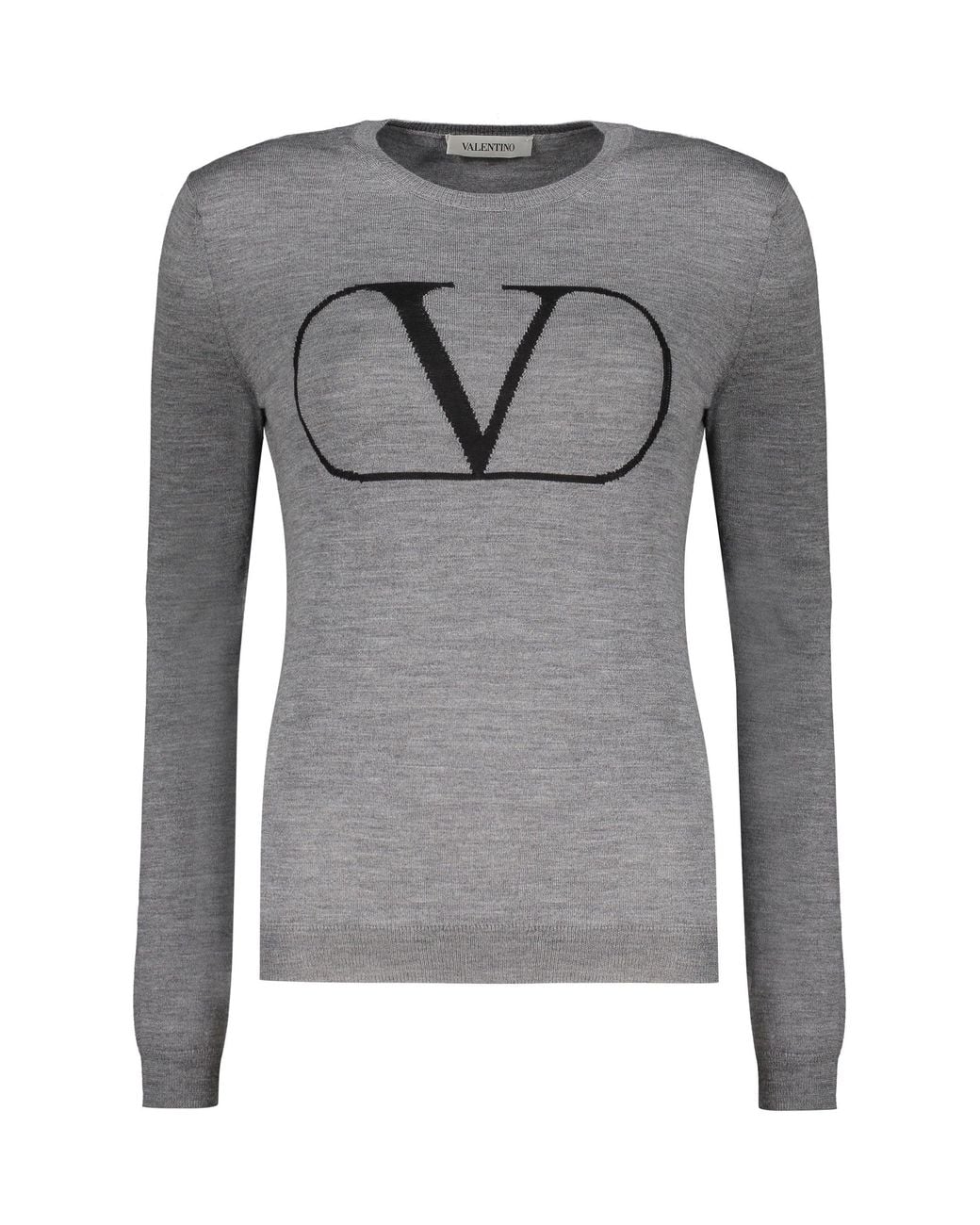 Valentino Gray Wool Logo Sweater