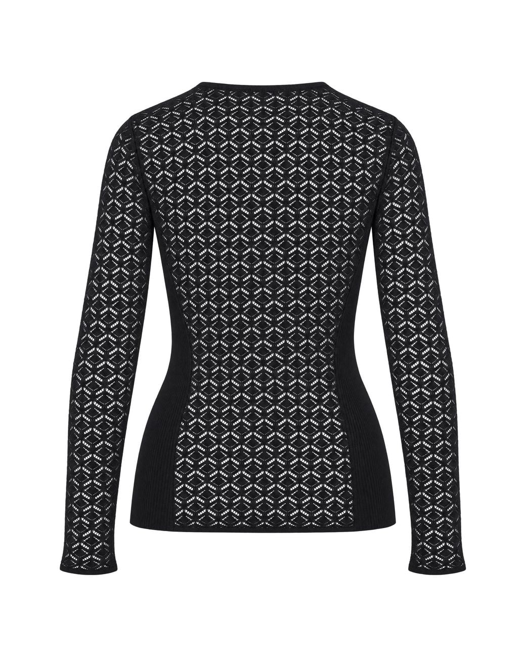 Patrizia Pepe Black Knit Lace-Effect Top Sweater