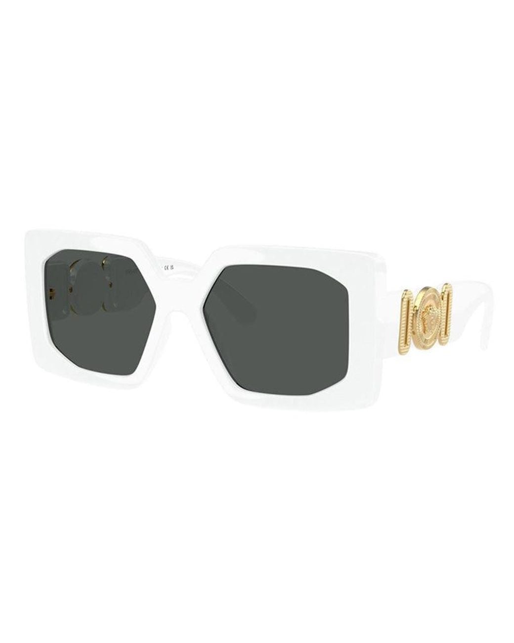 Versace White Square Full Rim, With A Frame And Dark Lens