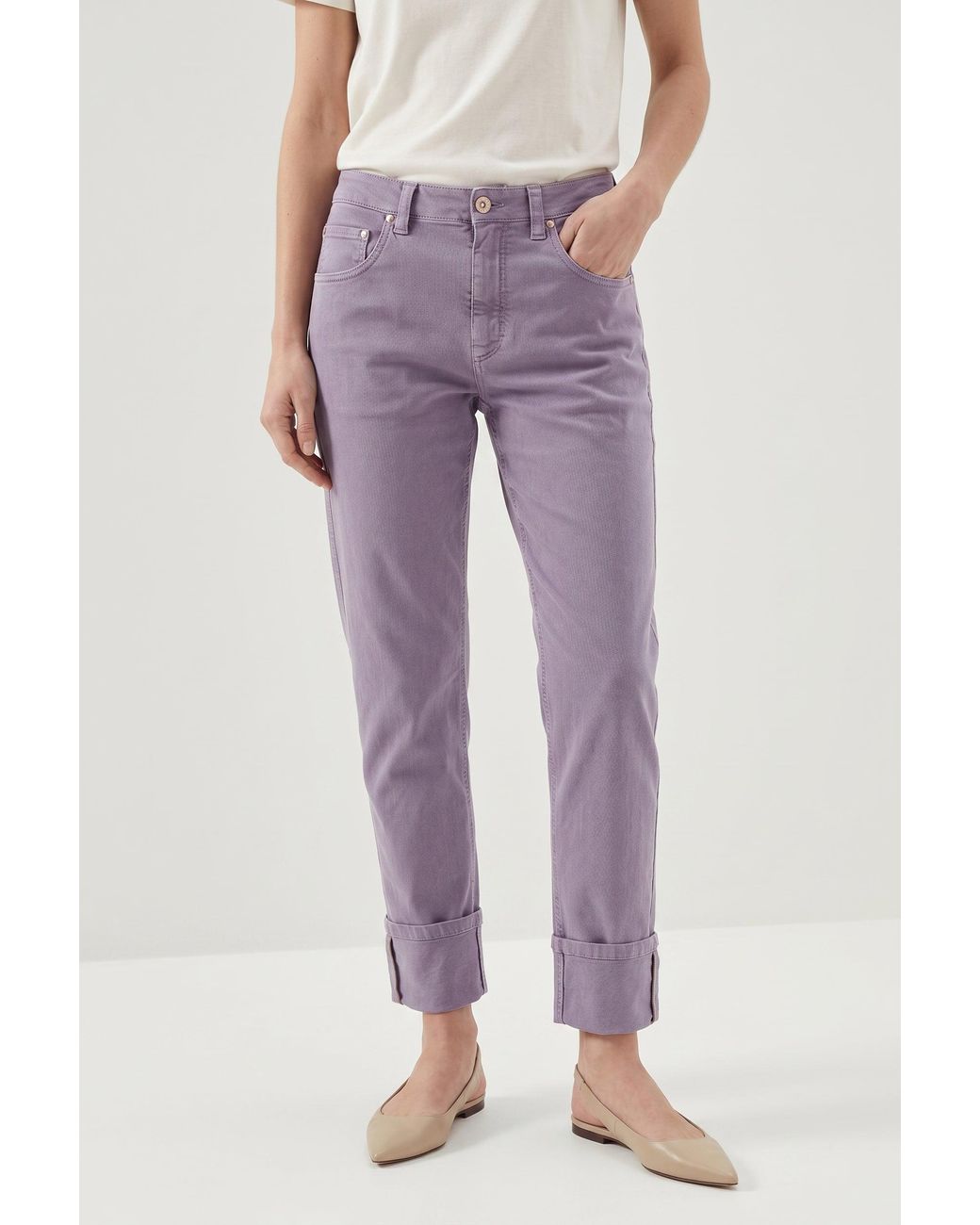 Brunello Cucinelli Purple Light Cotton Trousers