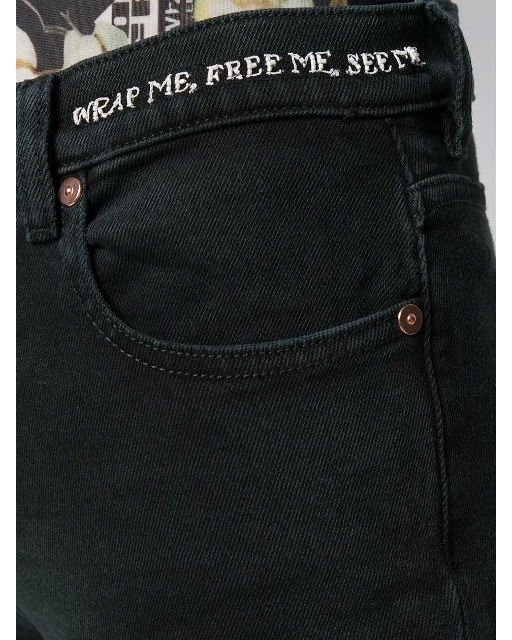 Valentino Black Slim-Fit Poem Detail Jeans Clothing