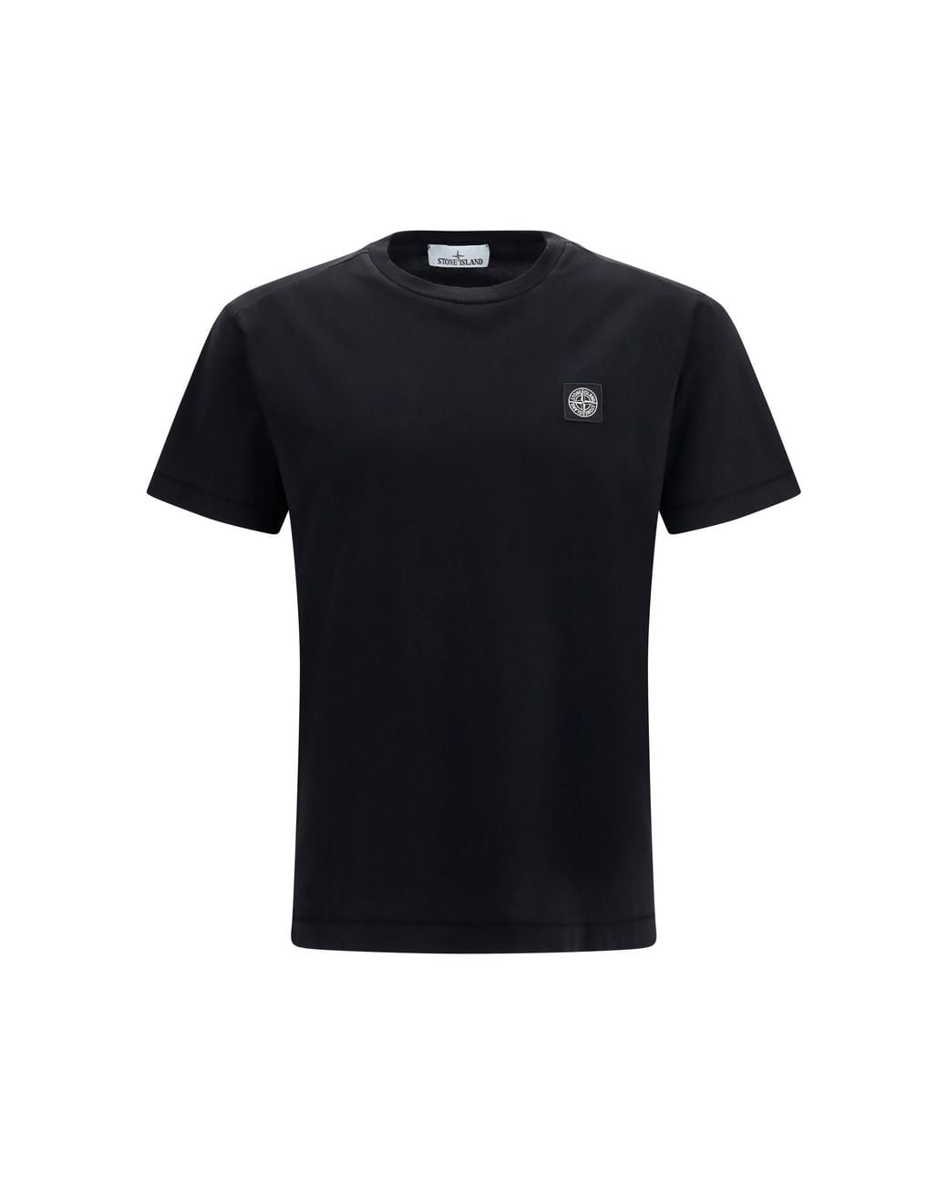 Stone Island Black Logo Patch T-Shirt Cotton T-Shirts for men