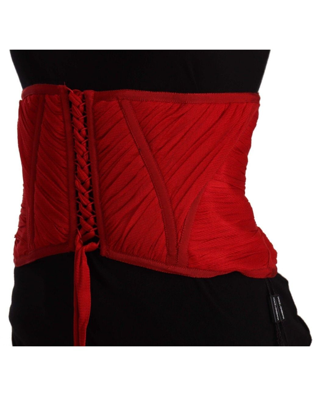Dolce & Gabbana Red Elegant Silk Corset Belt Top