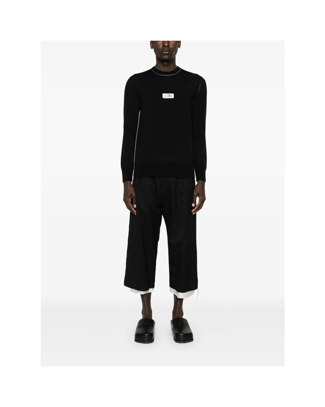 MM6 by Maison Margiela Black Numbers-Motif Fine-Knit Jumper for men