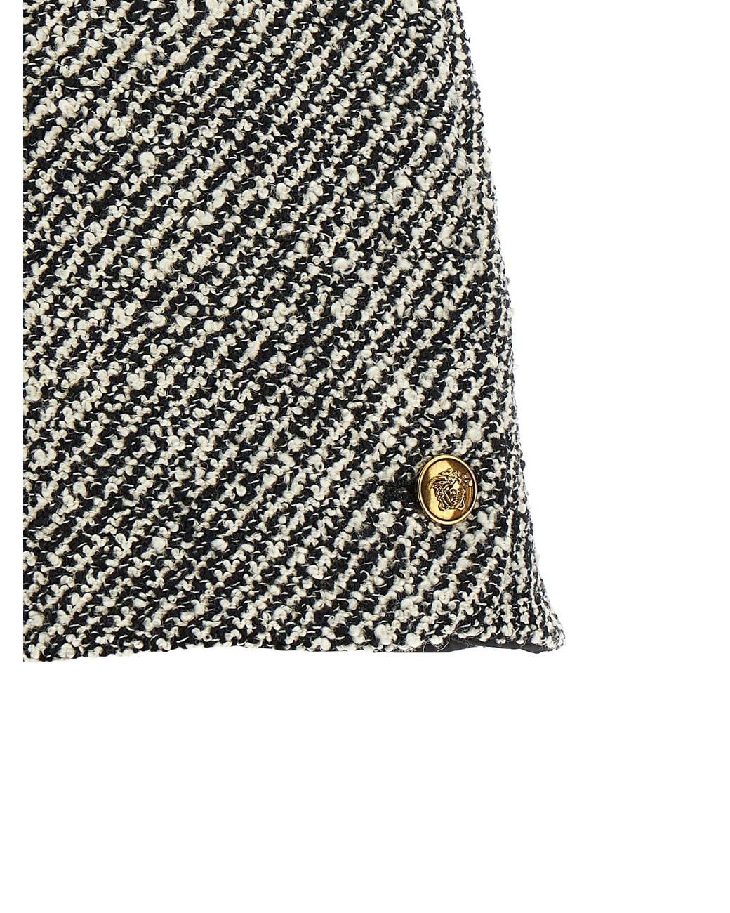 Versace Gray Two-Tone Bouclé Virgin Wool Shorts