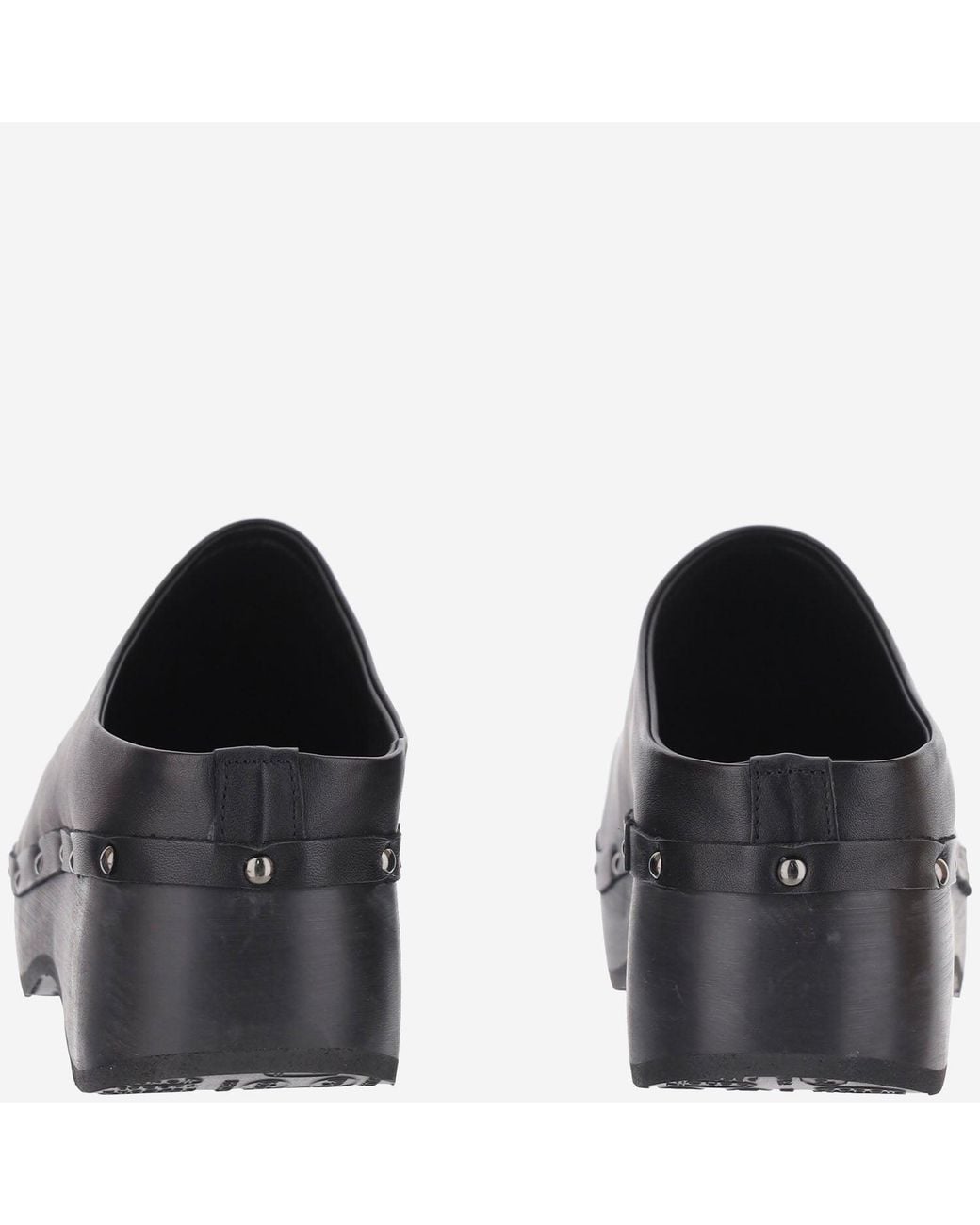 Scholl Gray Clogs Pescura Naima Studded Leather And Rubber Flat Shoes