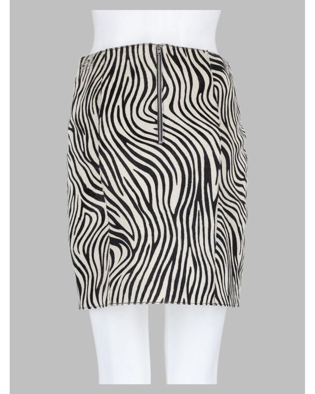 Alysi White Pony Hair Mini Skirt Leather