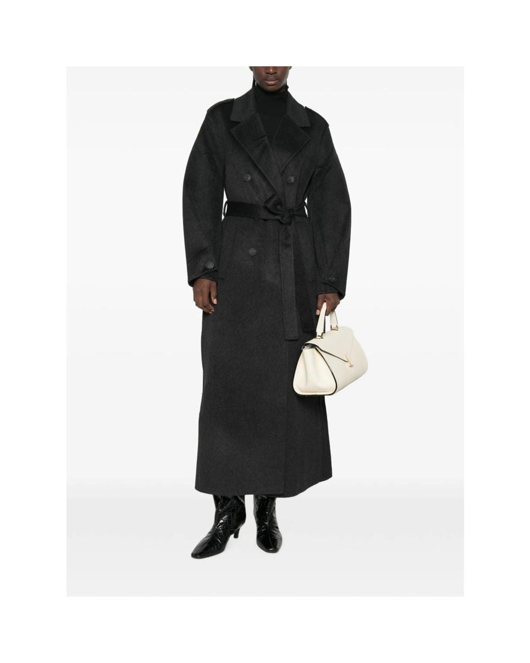 The Dynamis Studio Black Double-Breasted Belted Coat