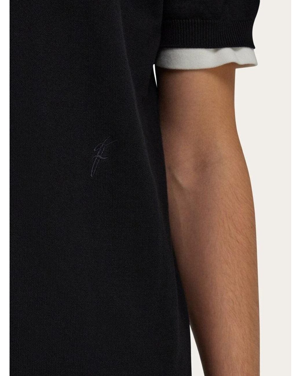 Ferragamo Black Layered Cotton Sweater for men