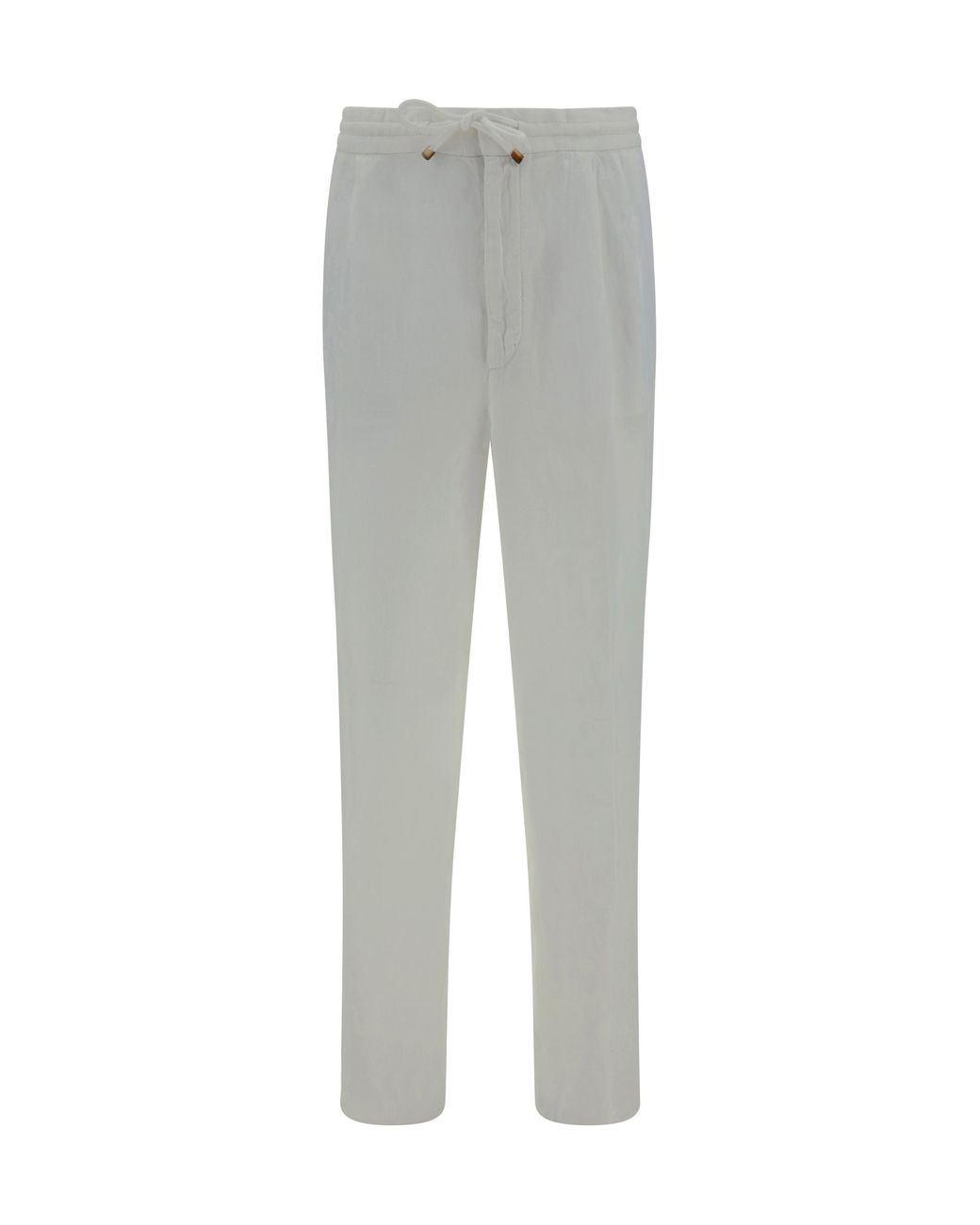 Brunello Cucinelli White Linen Trousers for men