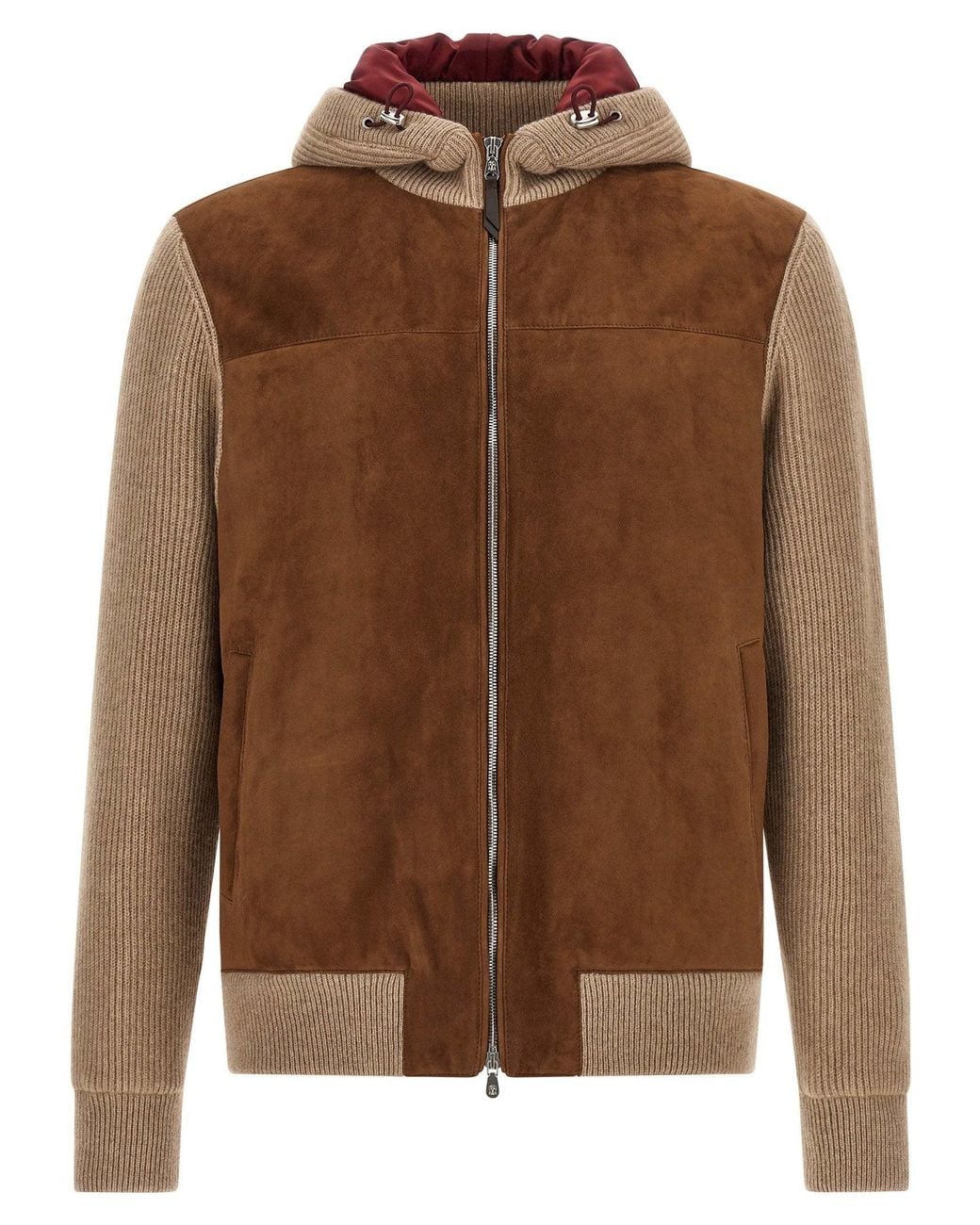 Brunello Cucinelli Brown Suede And Cashmere Blend Jacket for men