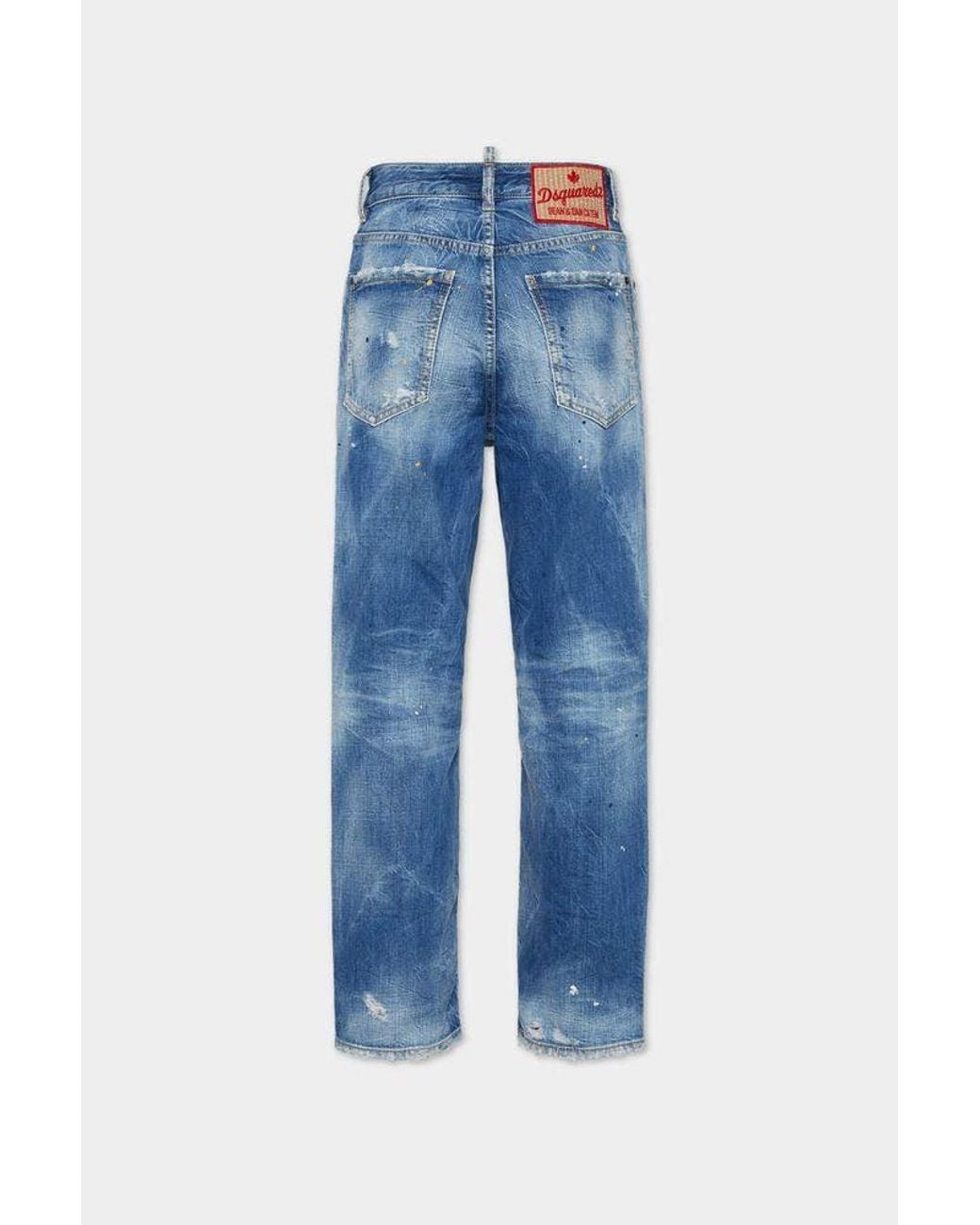 DSquared² Blue Dsquared2 High-Rise Distressed Denim Jeans