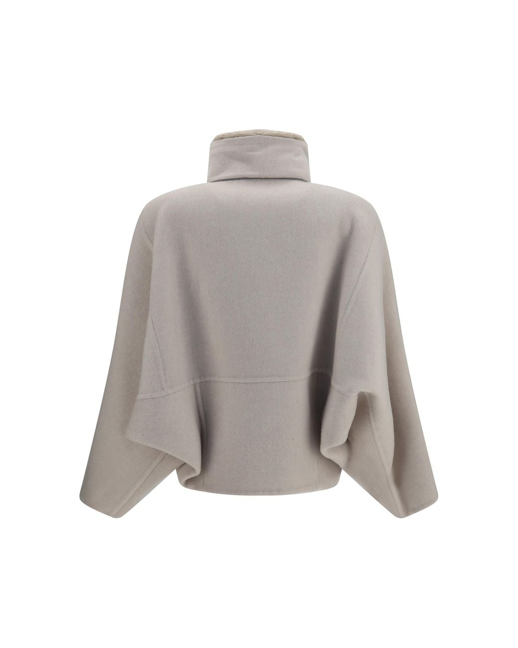 Brunello Cucinelli Gray Double-Faced Virgin Wool And Cashmere Outerwear With Detachable Shearling Insert Jacket