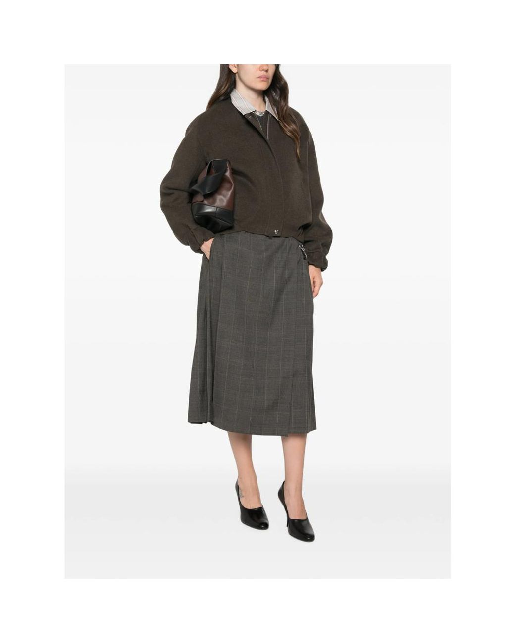 Khaite Brown Elasticated-Cuff Bomber Jacket