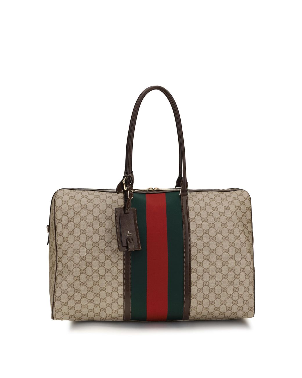 Gucci Black Travel Bag Gg Web Stripe Fabric Shoulder