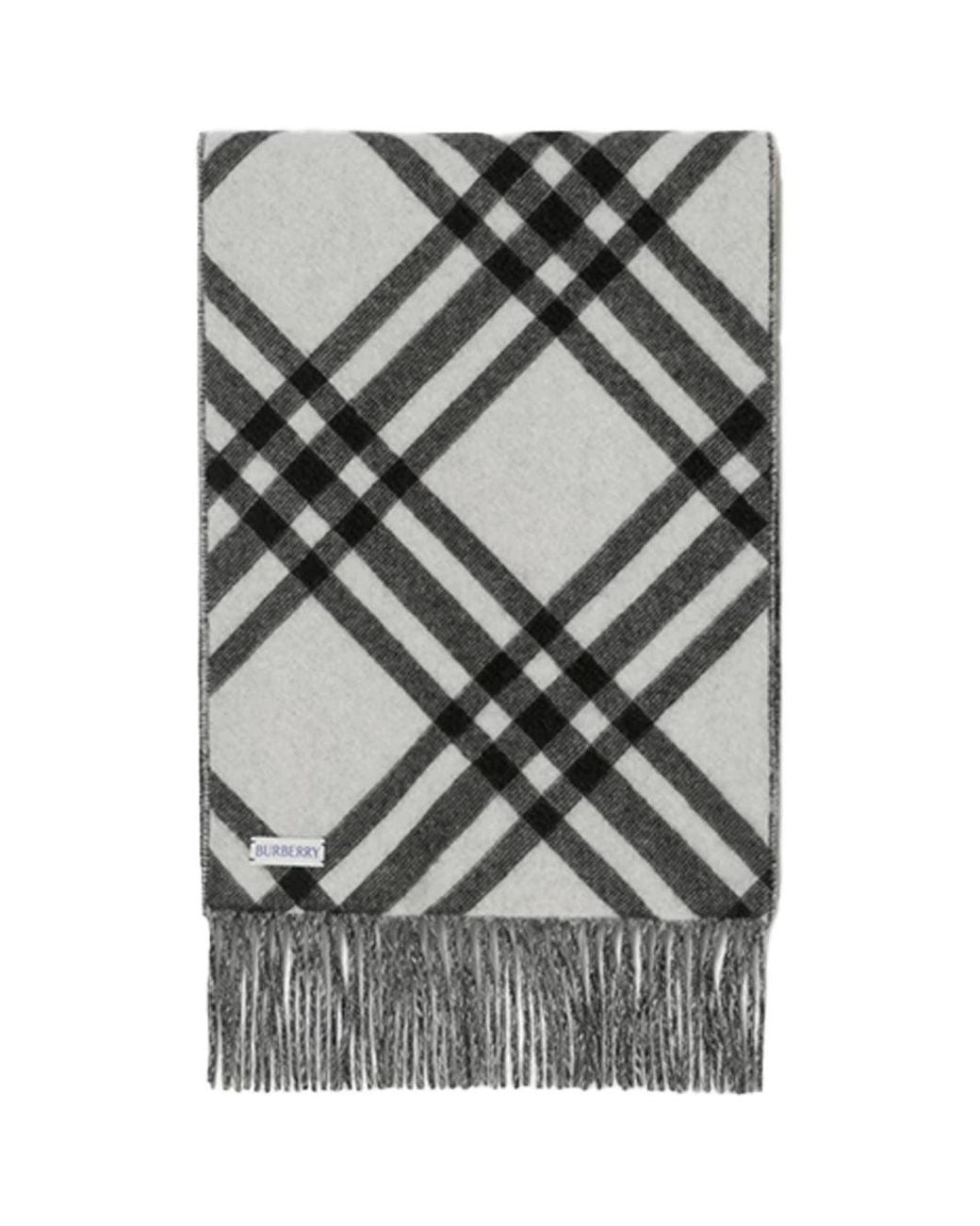 Burberry Black Check Cashmere Scarf