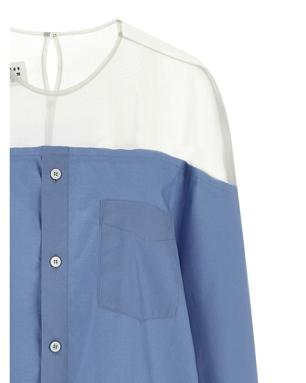 MM6 by Maison Margiela Blue Tulle-Insert Cotton Poplin Shirt
