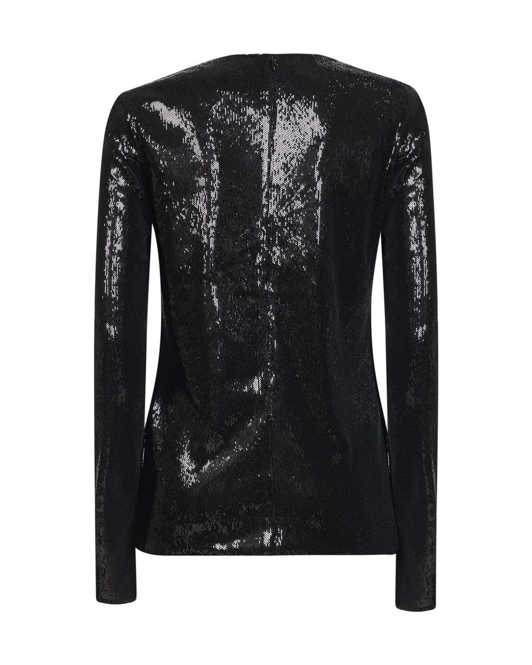 Totême Black Sequin Long-Sleeved Top Polyester Knitwear