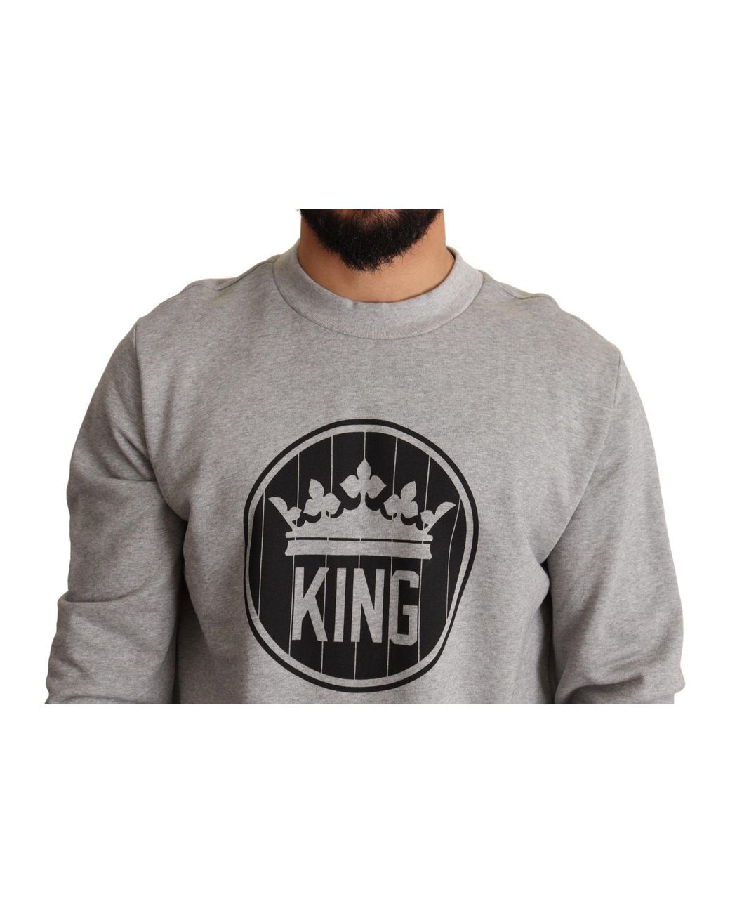 Dolce & Gabbana Gray King Sweatshirt Crewneck Cotton for men