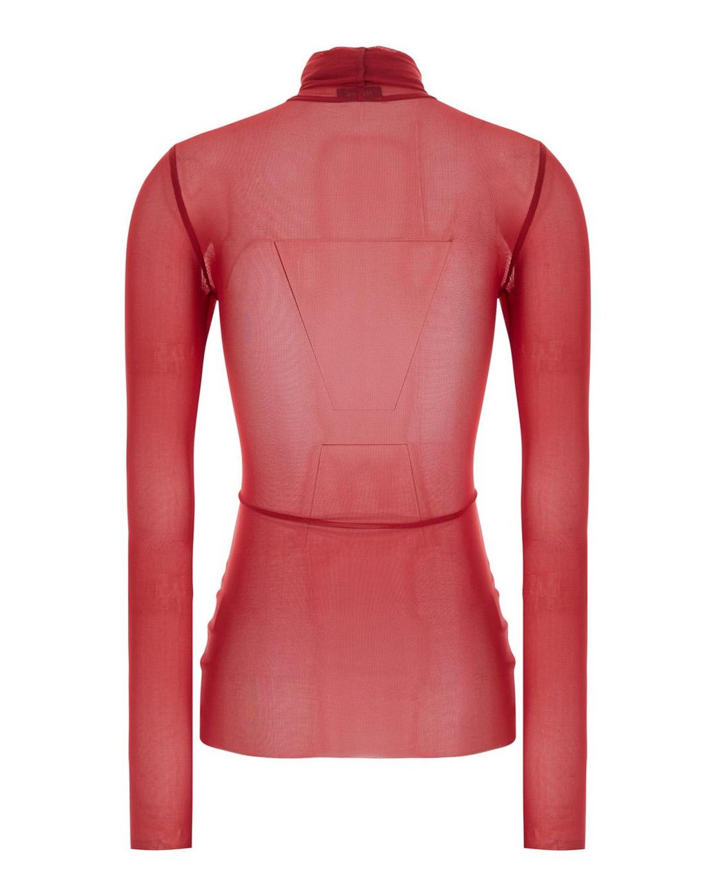 Le Plain Red Top Mesh High Neck Tops