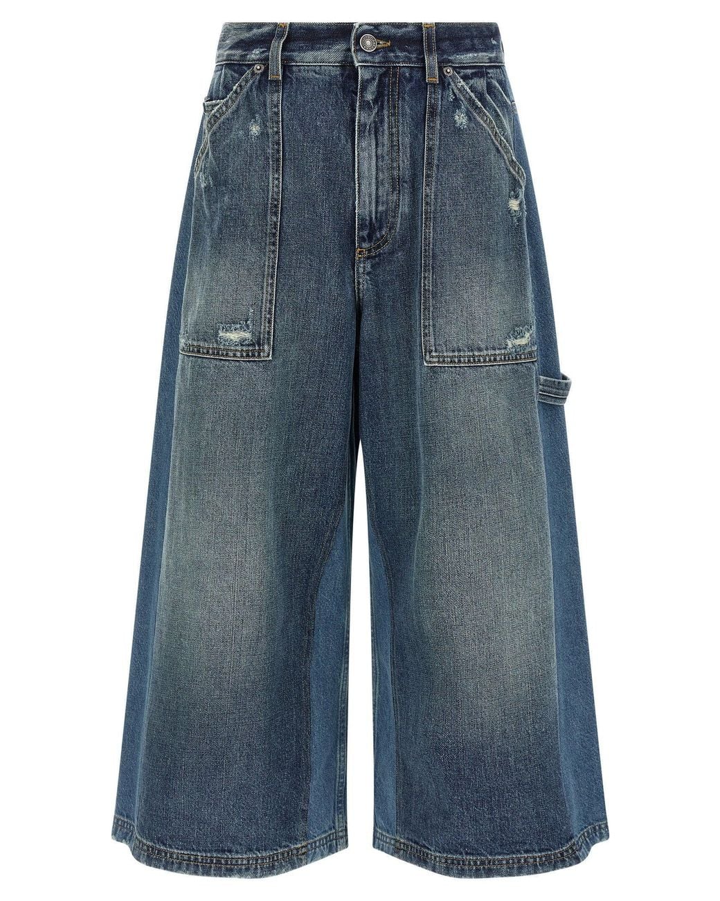 Dolce & Gabbana Blue Dolce & Gabbana Patchwork Denim Bermuda Shorts