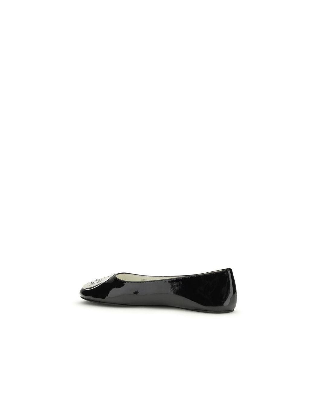 Tory Burch Black Calf Leather Bos Taurus Ballet Flats