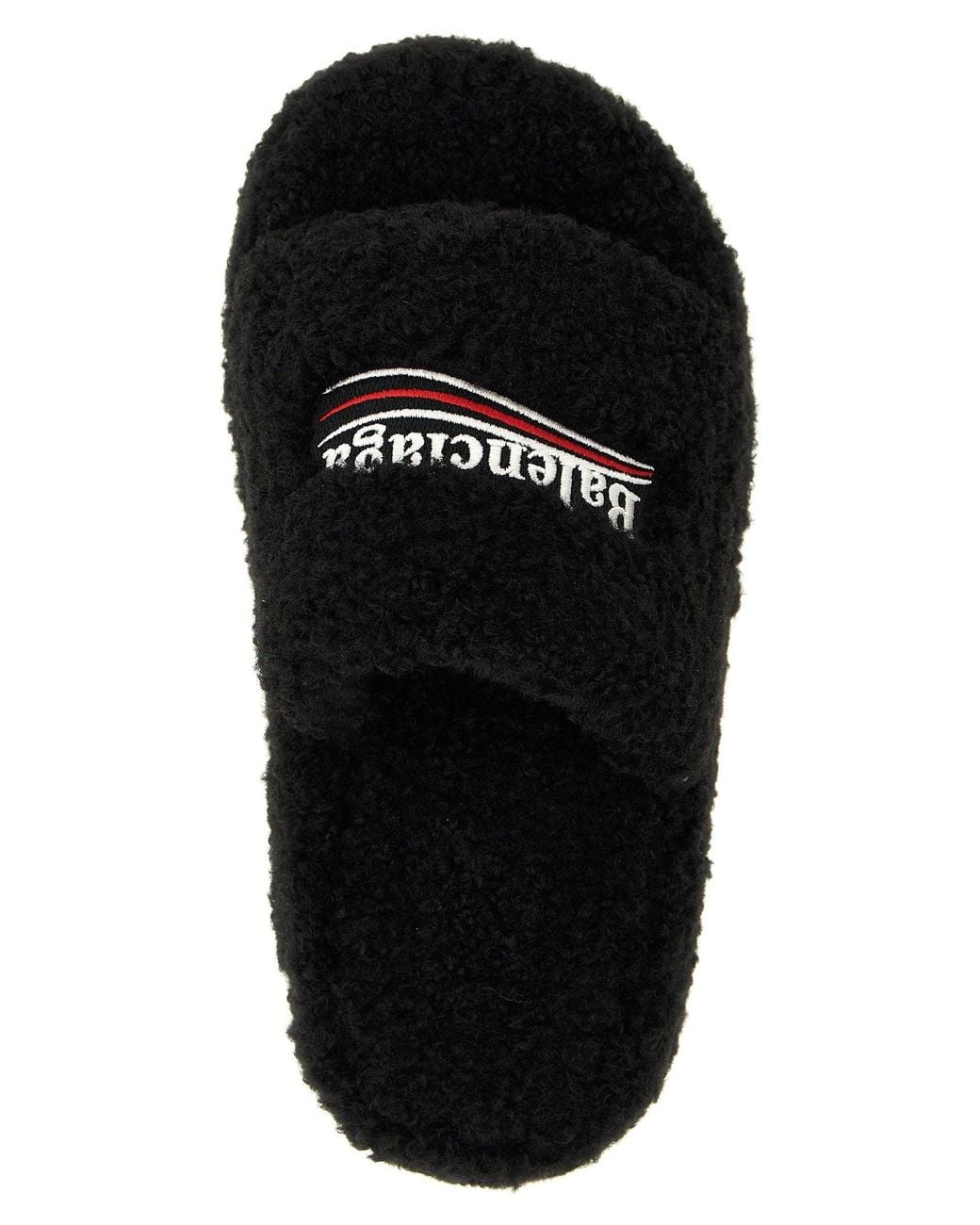 Balenciaga Black Furry Platform Slide