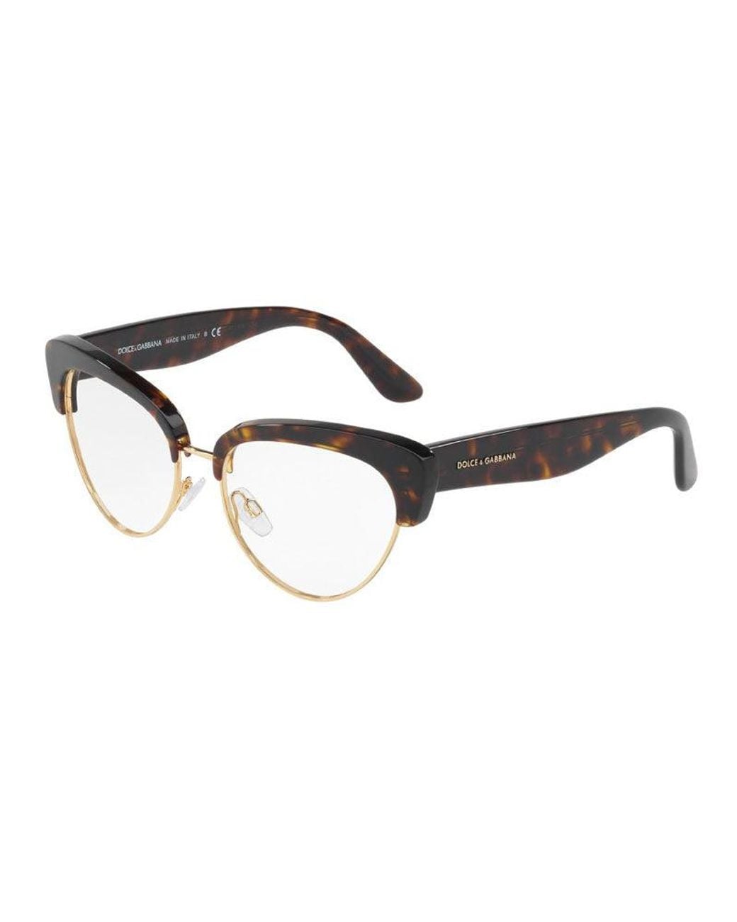 Dolce & Gabbana Brown Eyeglasses Cat Eye Full Rim, Havana Frame And Clear Demo Lens Dg3247502