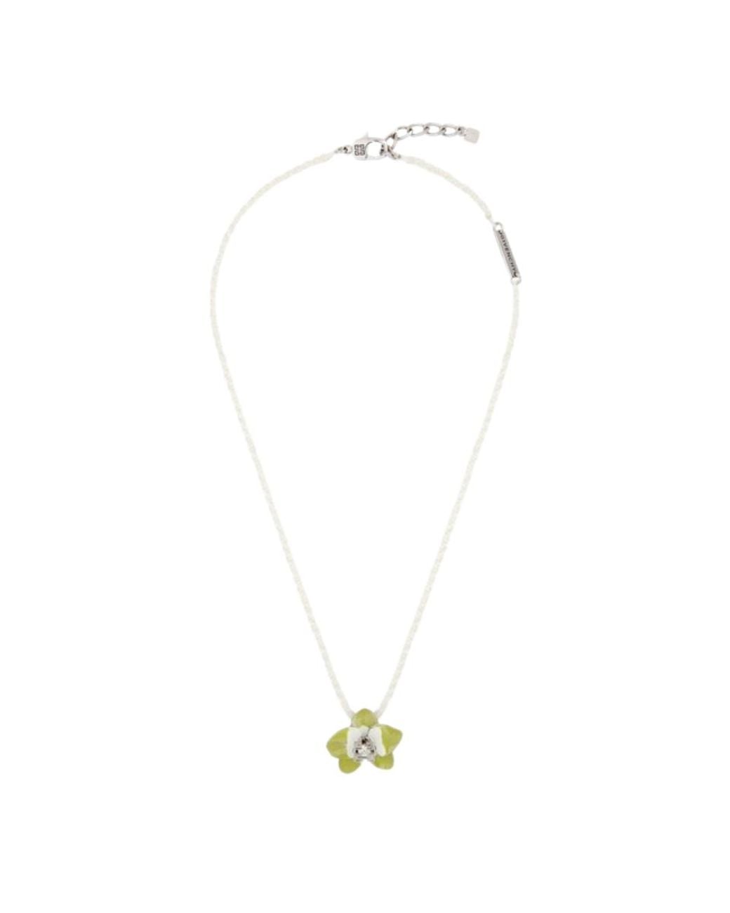 Givenchy White Flower Orchid Lime Short Necklace_Lime Necklaces & Pendants