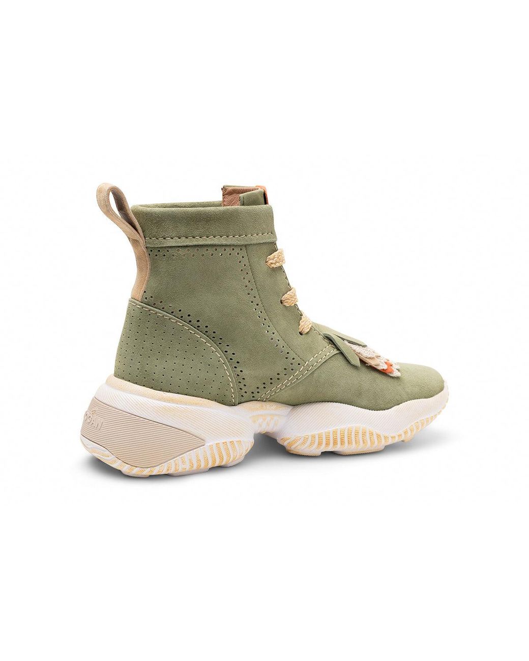 Hogan Green Fringe-Trimmed Lace-Up Boots