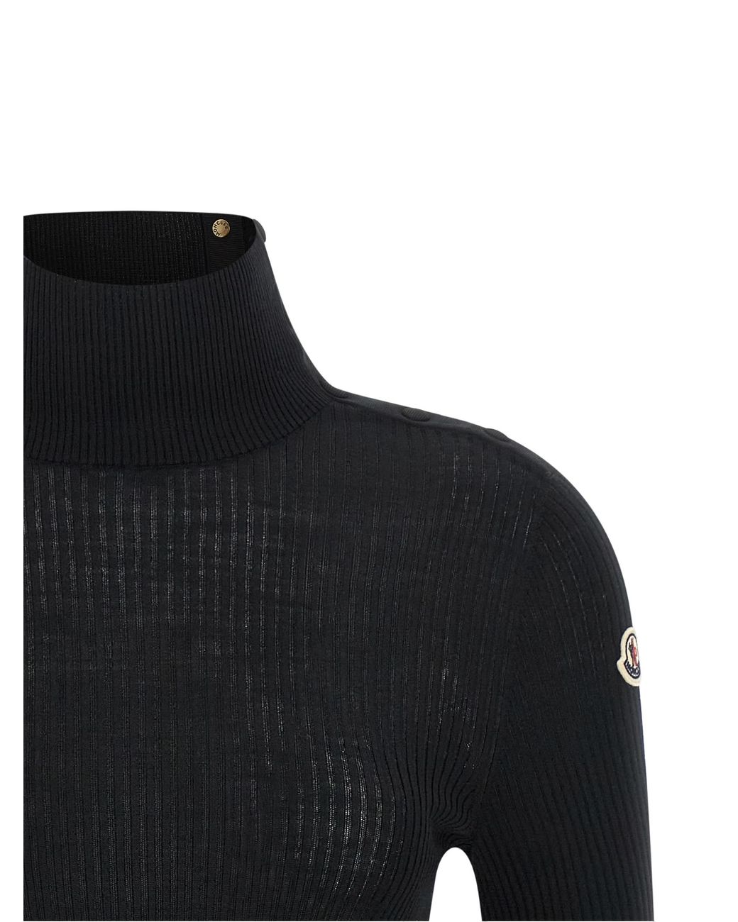 Moncler Black Moncler Virgin Wool Ribbed Sweater