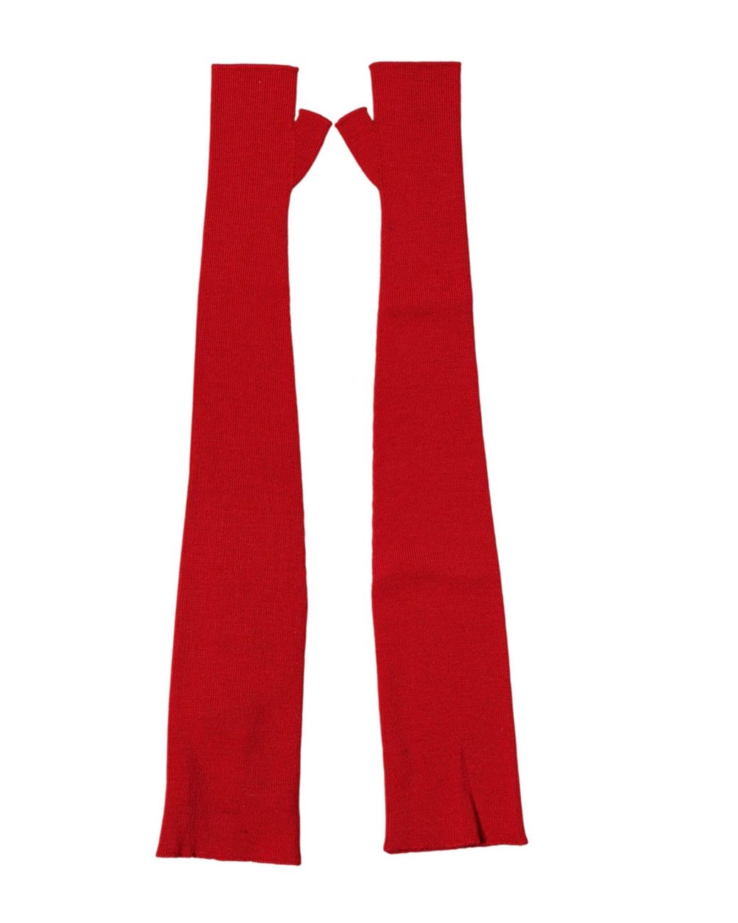 Dolce & Gabbana Red Wool Knitted Fingerless Elbow One Length Gloves