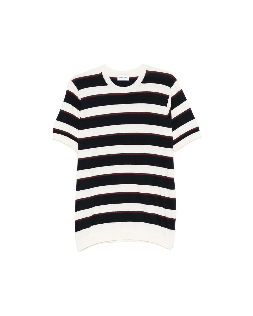 Scaglione Black Striped-Patterb Crew-Neck T-Shirt for men