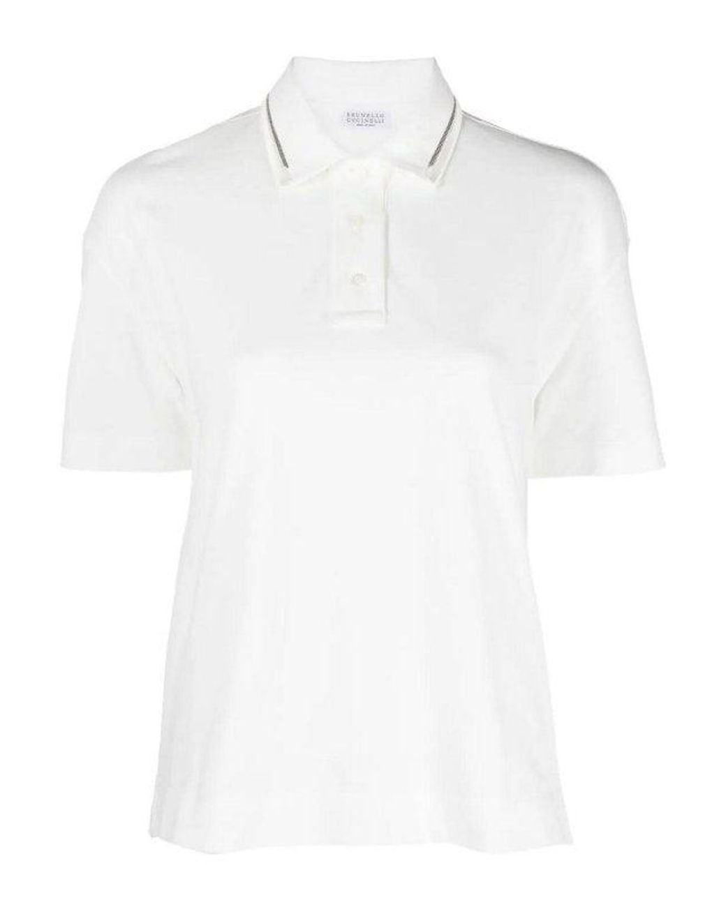 Brunello Cucinelli White Cotton Polo Shirt