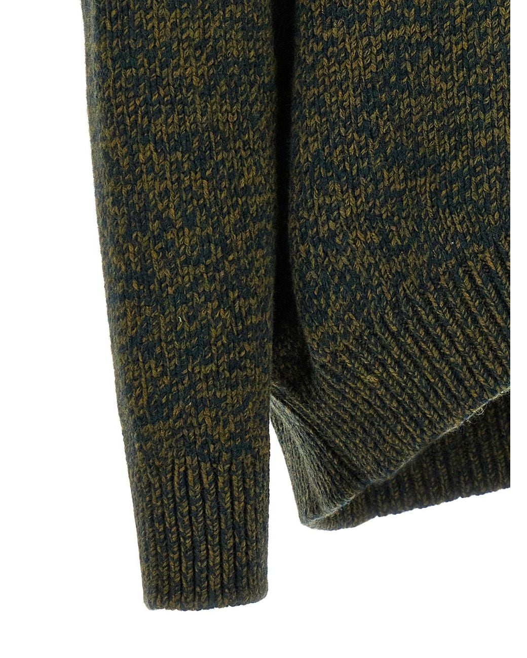 Loewe Gray Double-Neck Melange Wool Sweater