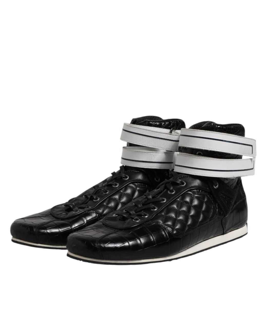 Dolce & Gabbana Black Hightop Leather Sneakers for men