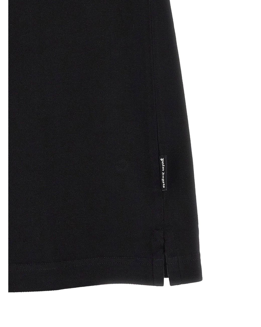 Palm Angels Black Logo-Patch Cotton Piquet Polo Shirt for men