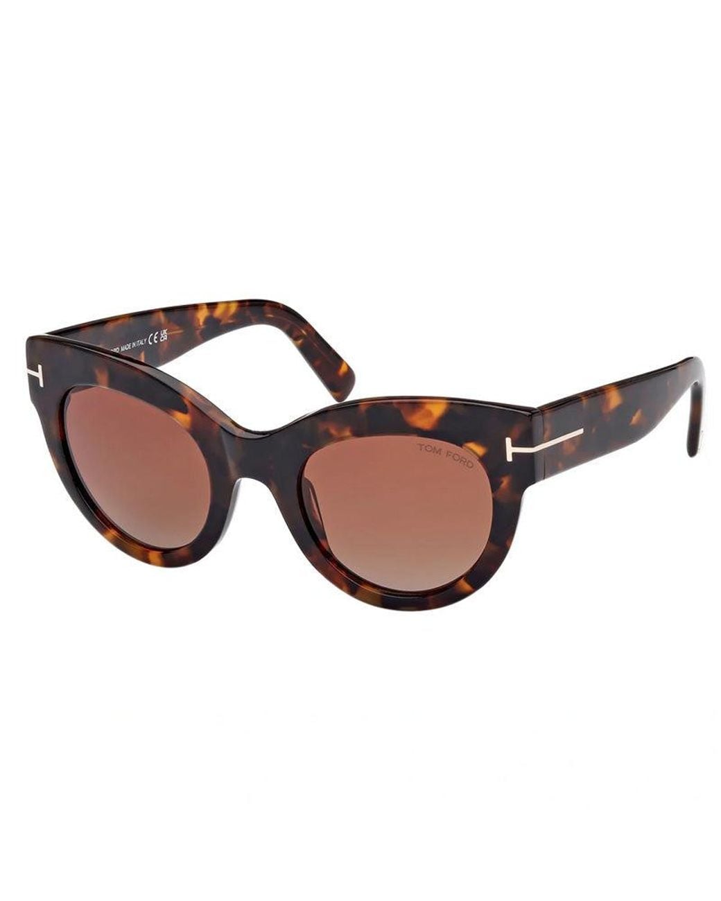 Tom Ford Brown Cat Eye Full Rim, With A Dark Havana Frame And Bordeaux Gradient Lens