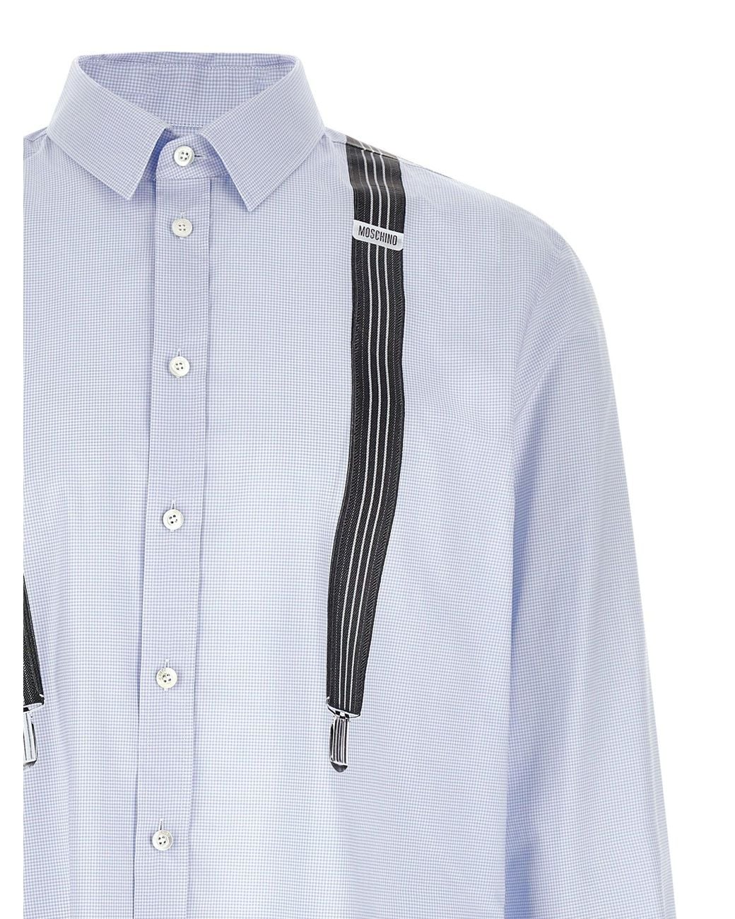 Moschino Blue Trompe-'Œil Suspender Print Shirt for men