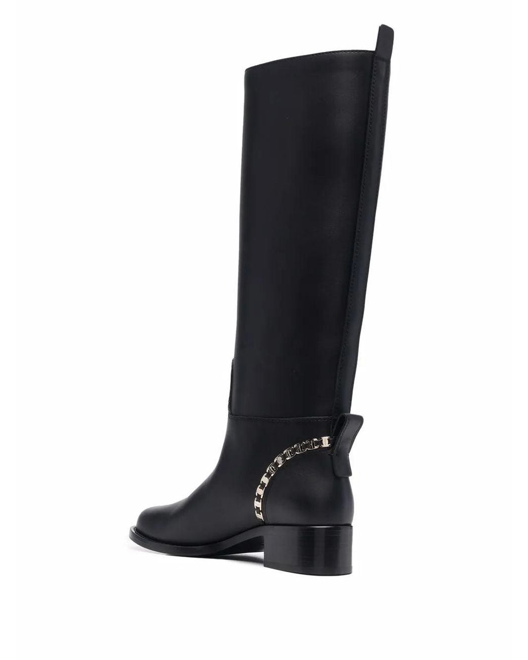Ferragamo Blue Vara Chain Knee-High Boots