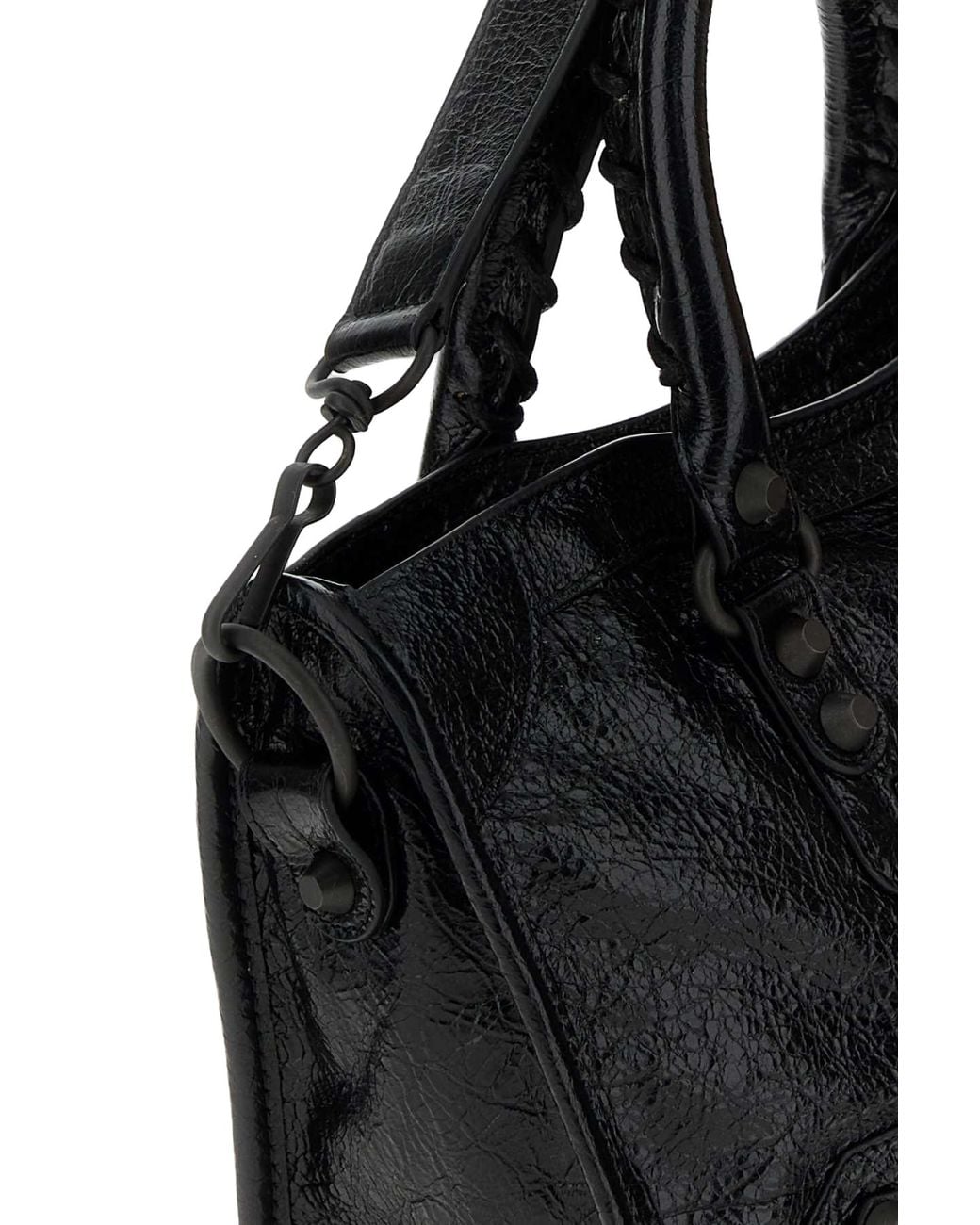 Balenciaga Black Balenciaga Lambskin Leather Top Handle Bag