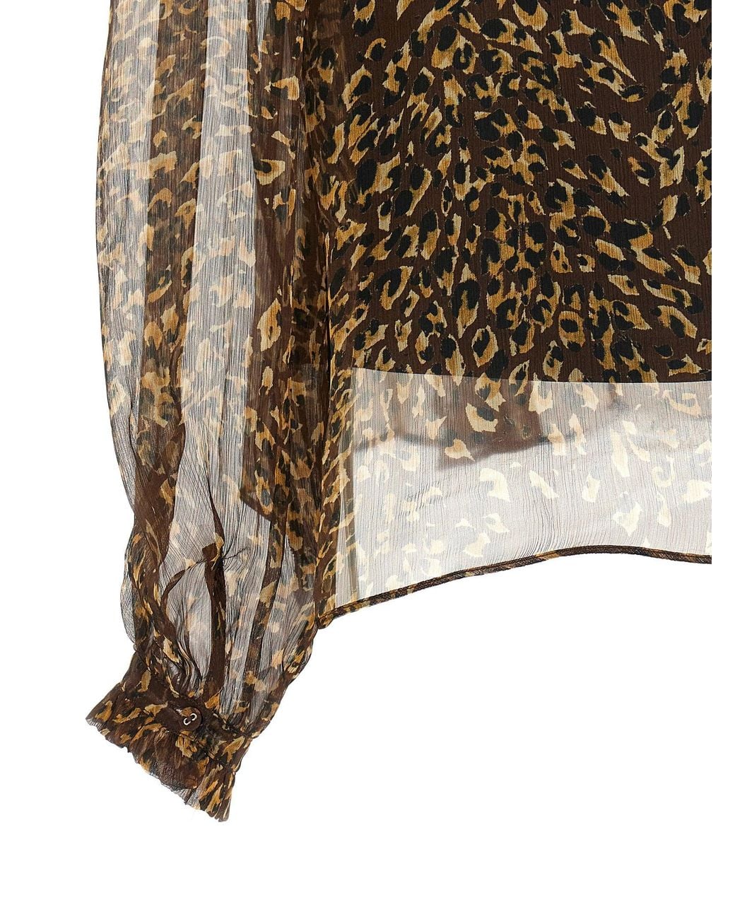 Twinset Brown Animal-Print Silk Creponne Blouse