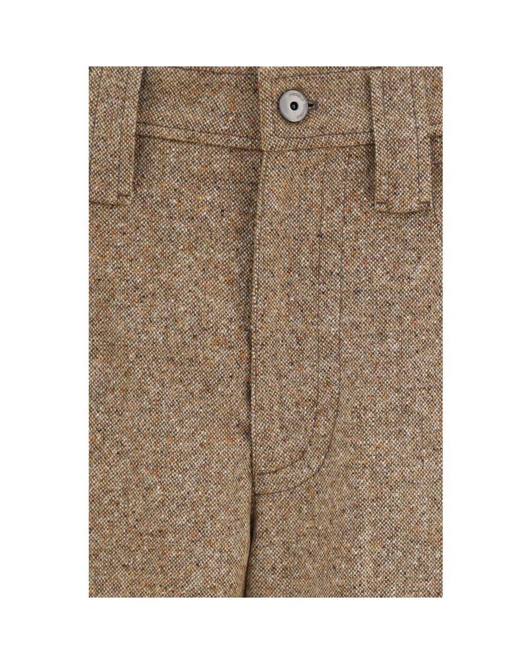 Brunello Cucinelli Natural Beige Wool Oves Aries Casual Pants