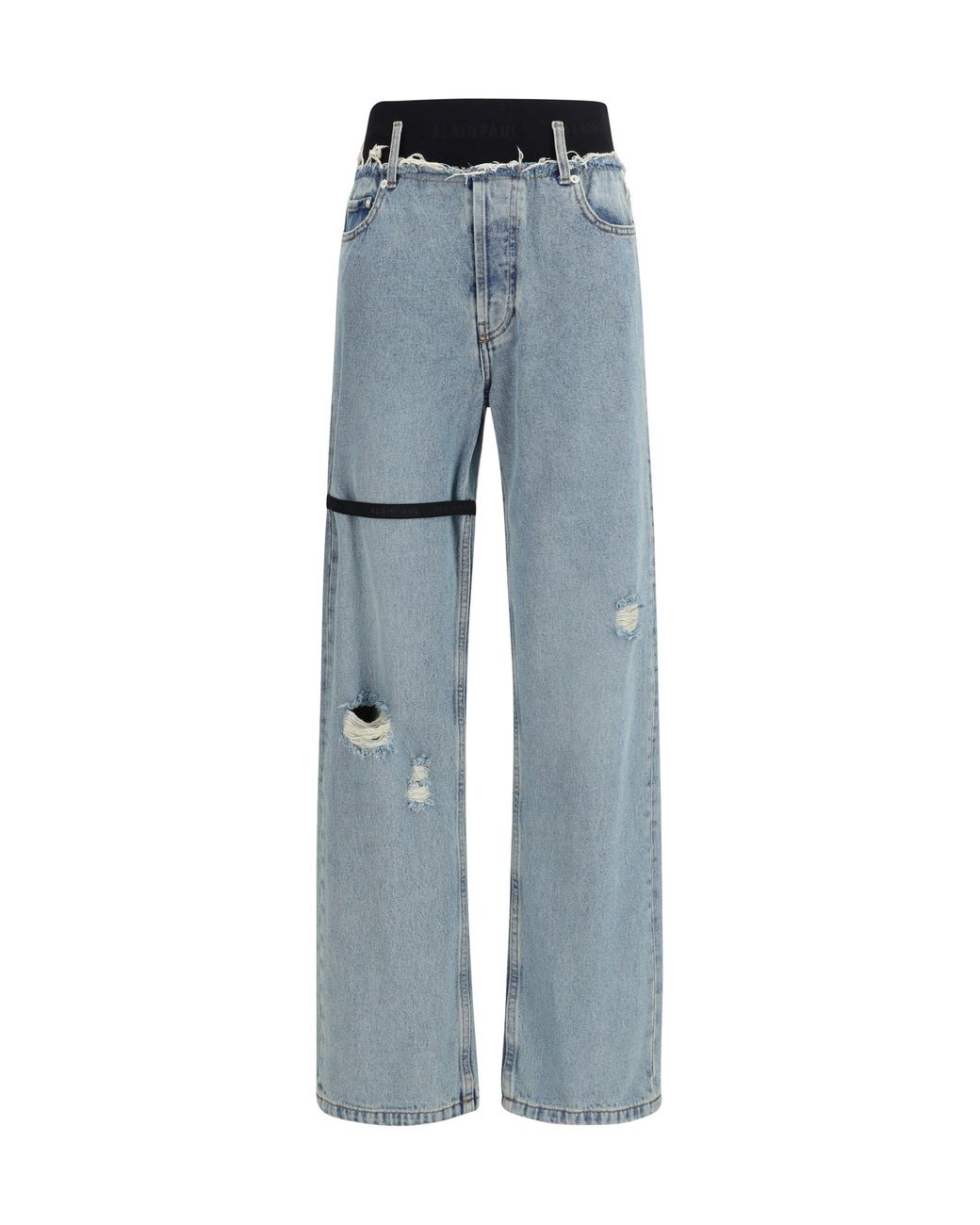 ALAINPAUL Blue High-Waisted Jeans With Elastic Cotton