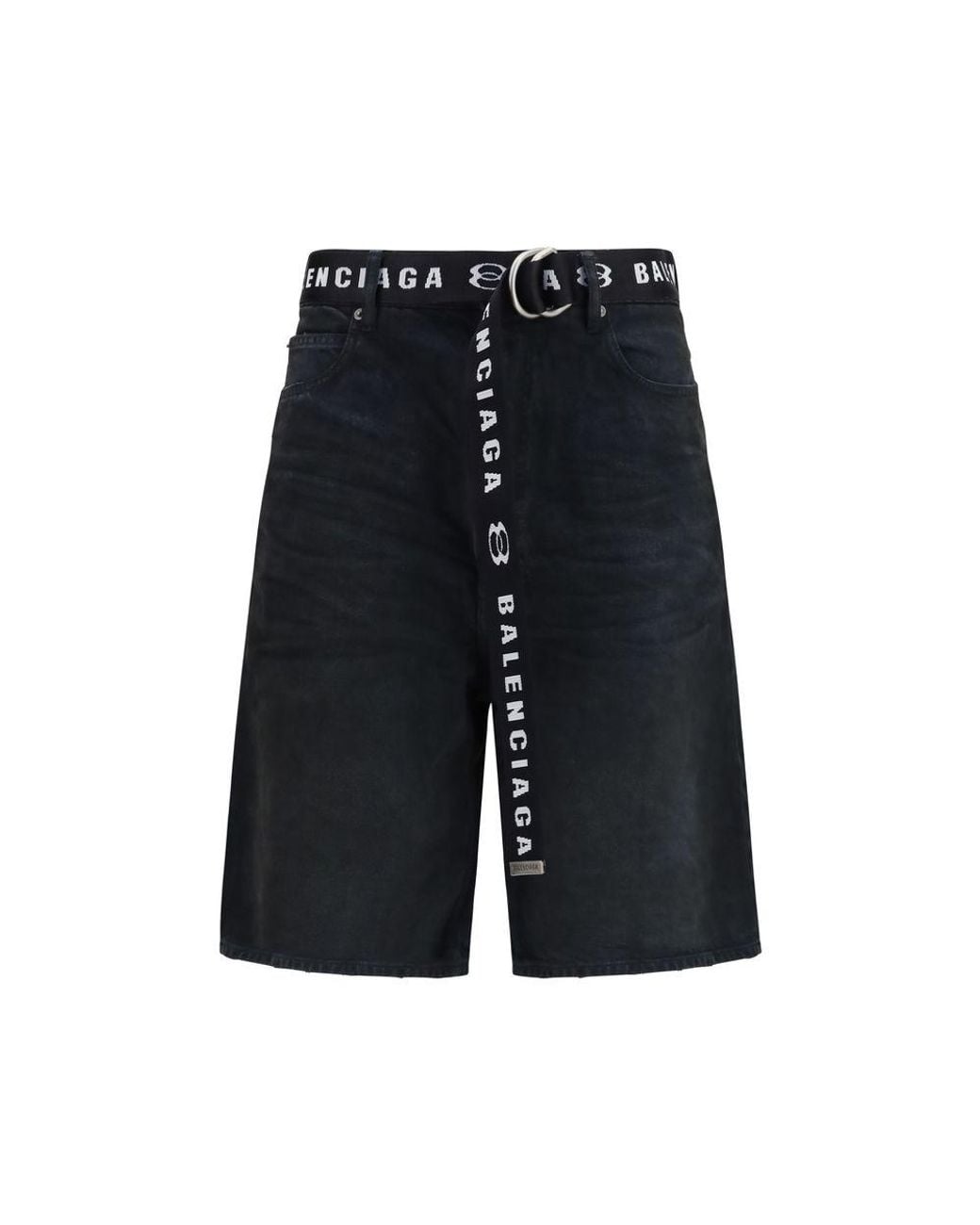 Balenciaga Blue Black Cotton Bermuda Shorts for men