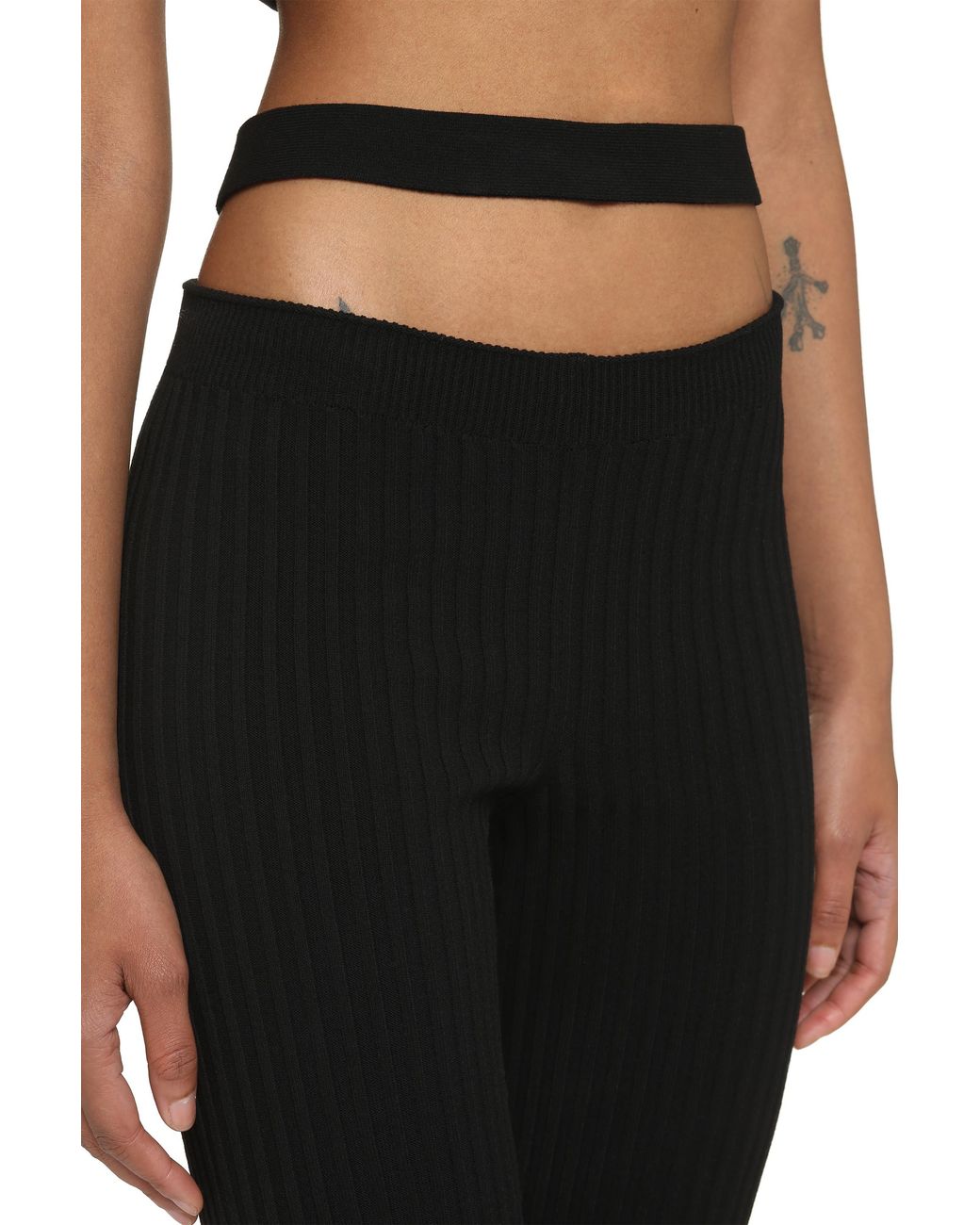 ANDREADAMO Blue Ribbed Knit Flared Trousers Viscose