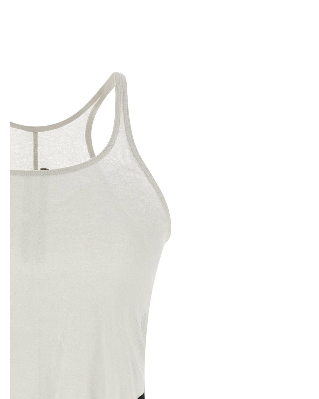 Rick Owens White Semi-Transparent Cotton Tank Top